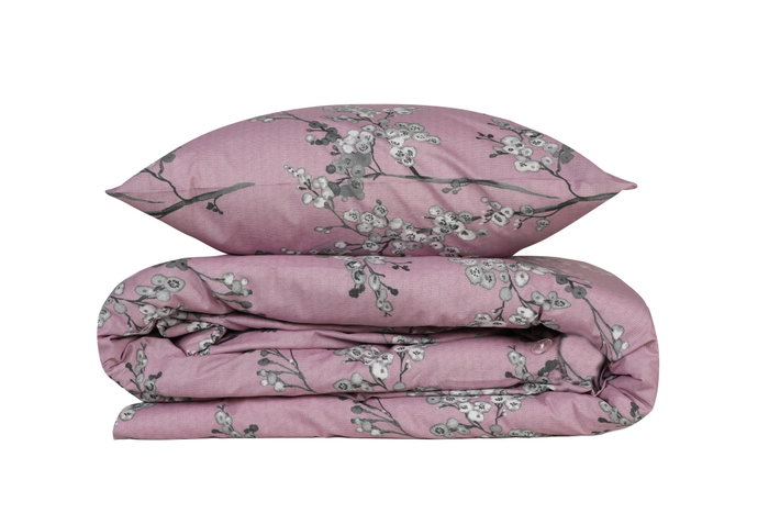 L'essentiel linge de maison Chicory - Rosa y blanco, Juego de funda de edredón doble